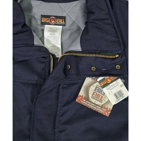 Big Bill FR Indura Ultra Soft Full Zip Doubler Bomber Jacket Navy Blue Men L NWT - Picture 5 of 9